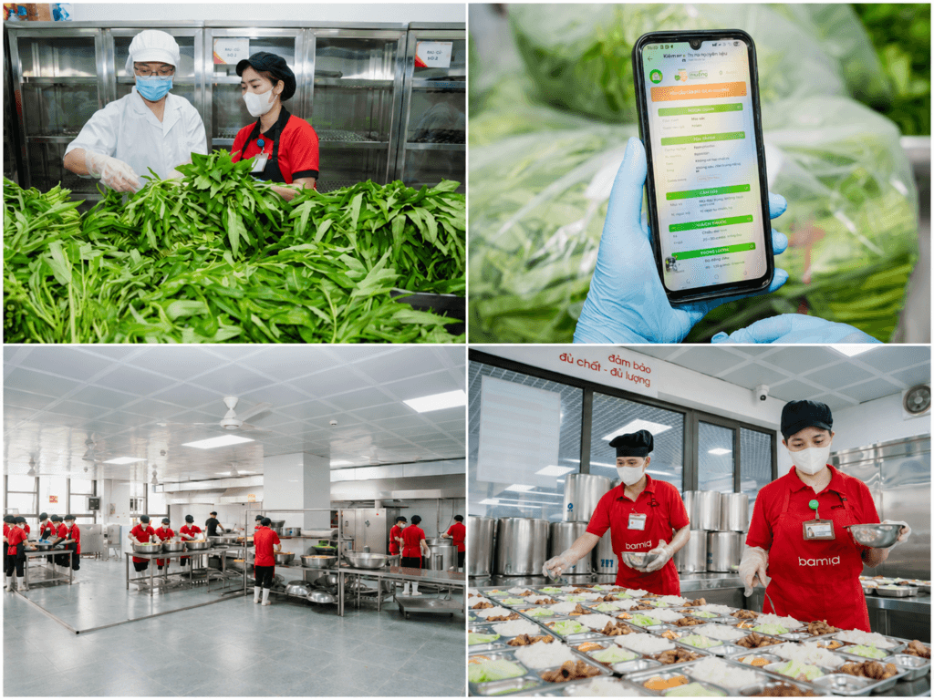Quy trình kiểm tra nguyên liệu, sơ chế và chế biến thực phẩm tại hệ thống bếp ăn của Ban Mai.